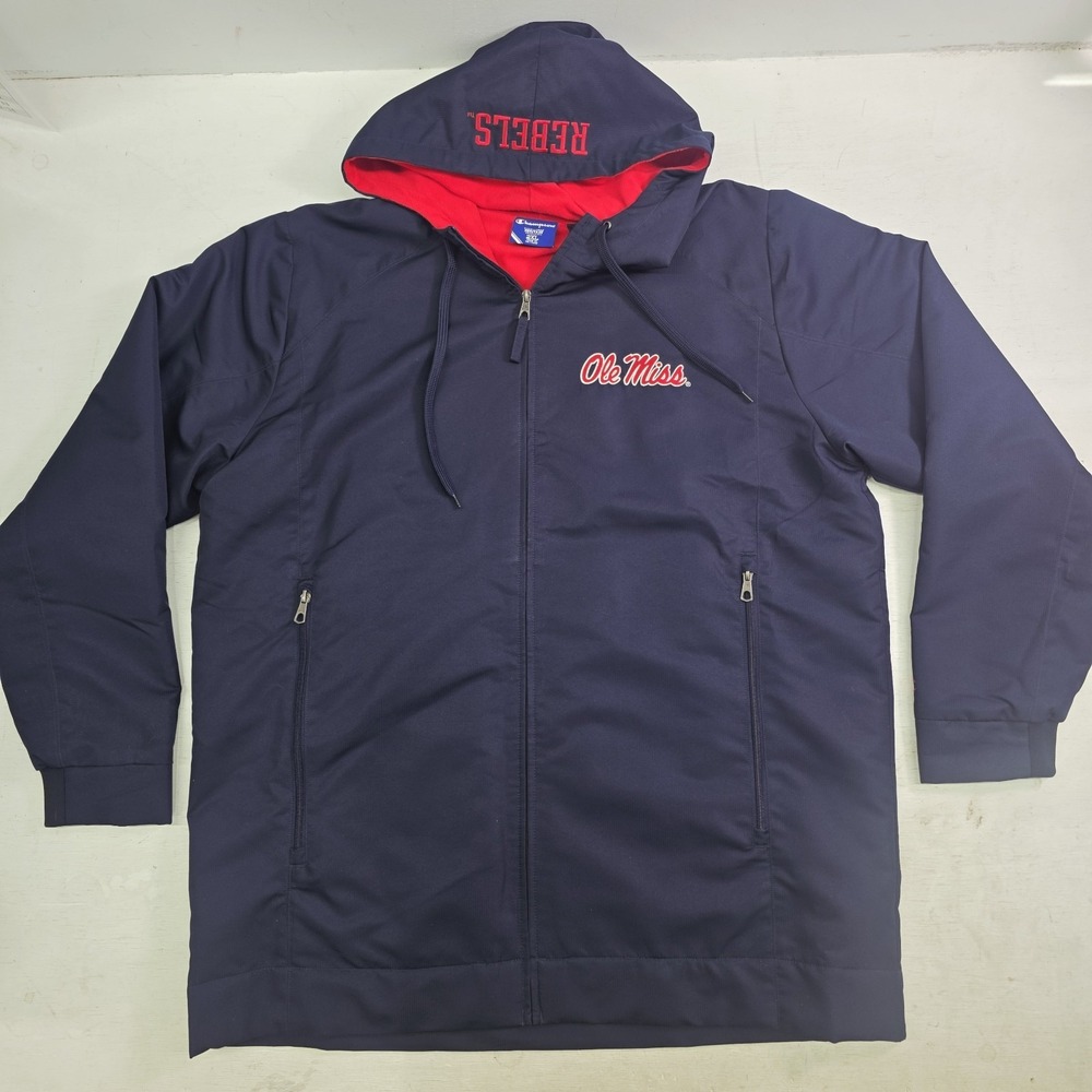 Champion Heritage Ole Miss Rebels NCAA Full Zip Fleece Lined Jacket Mens 2XL EUC